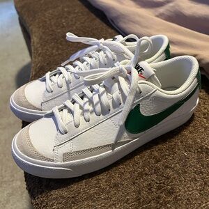 Nike White and Green Athletic Shoes